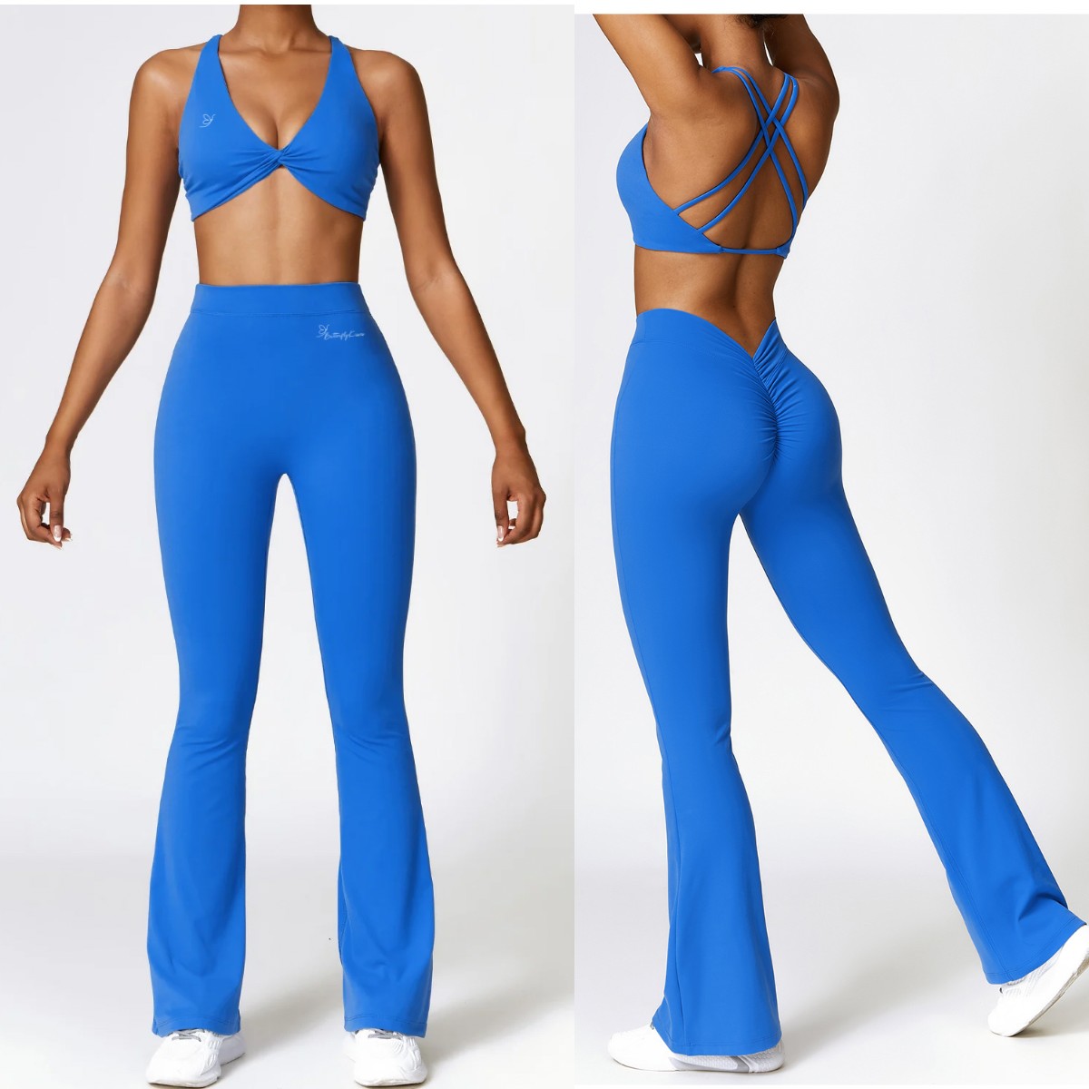 Bombshell V Back Flare Leggings (Blue) – Butterfly Kisses by