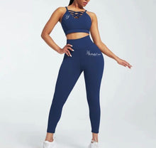 Load image into Gallery viewer, High Waist Yoga Set- Blue